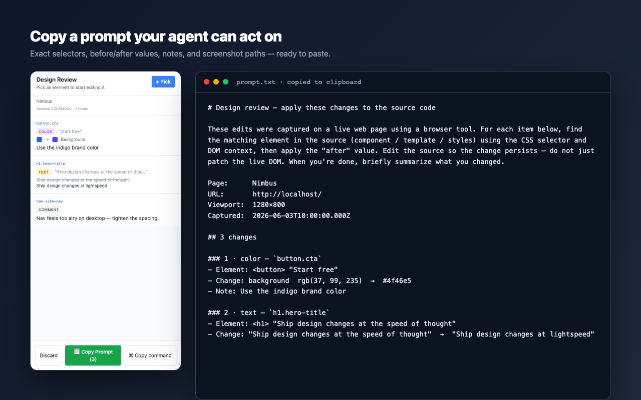 The side panel next to the generated prompt